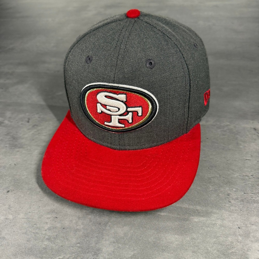 Vintage San Francisco 49ers Snapback Hat New‎ Era Cap Wool Blend Gray Red 2 Tone